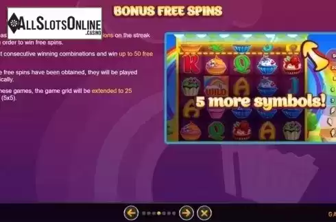 Bonus and Free Spins. Cupcake Rainbow from GAMING1