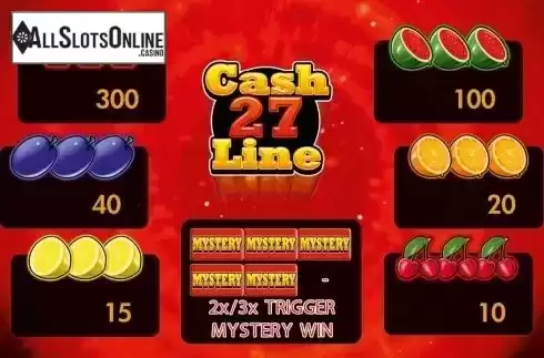 Paytable 1. Cash Line 27 HD from Merkur