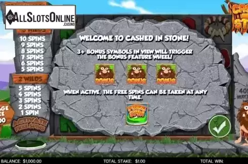Start Screen. Cashed in Stone from CORE Gaming