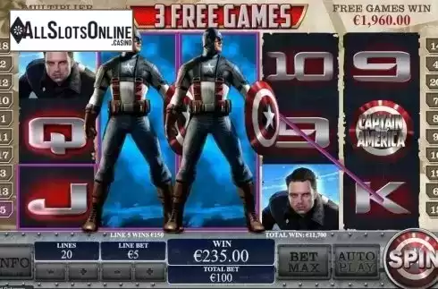 Win Screen. Captain America from Playtech