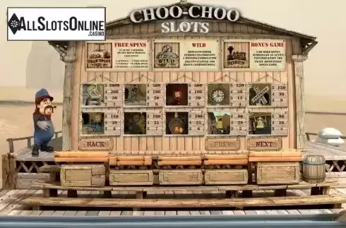 Paytable 1. Choo-Choo Slots from GamesOS