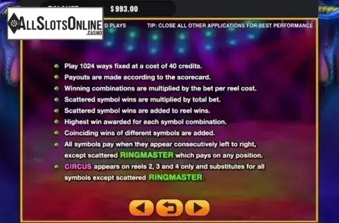 Game Rules. Circus Carnival from GMW