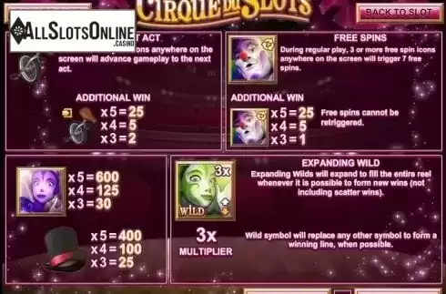 Screen3. Cirque du Slots from Rival Gaming