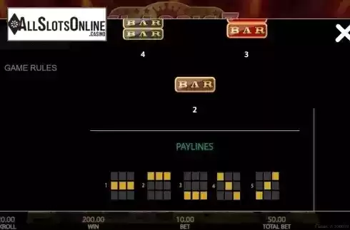 Paytable and Paylines screen