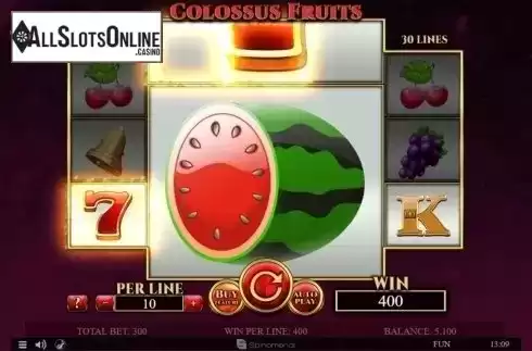 Win Screen. Colossus Fruits from Spinomenal