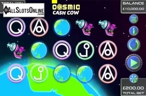 Reels screen. Cosmic Cash Cow from Games Warehouse