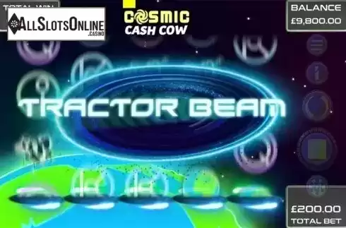 Tractor Beam screen. Cosmic Cash Cow from Games Warehouse