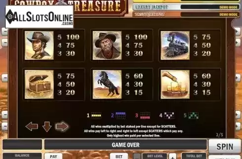 Paytable 2. Cowboy Treasure from Play'n Go