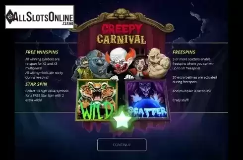 Intro screen. Creepy Carnival from Nolimit City