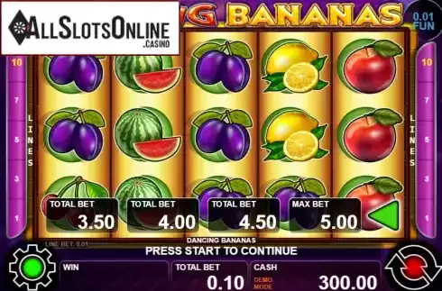 Reel screen. Dancing Bananas from Casino Technology