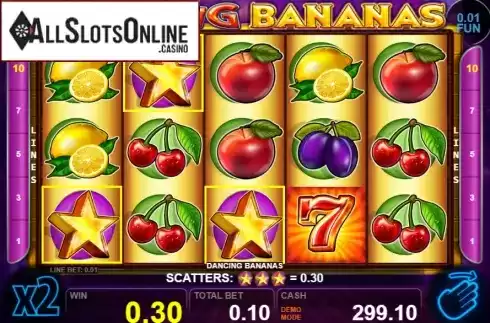 Win screen 1. Dancing Bananas from Casino Technology
