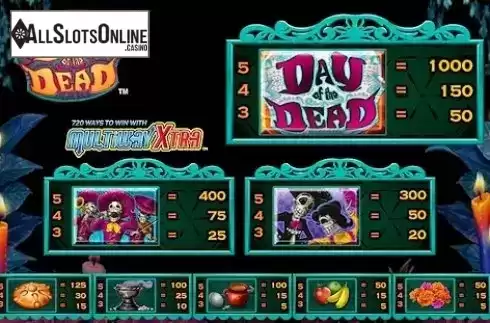 Paytable. Day of the Dead from IGT