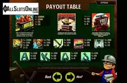 Paytable 1. Diamond Diggin' from MultiSlot