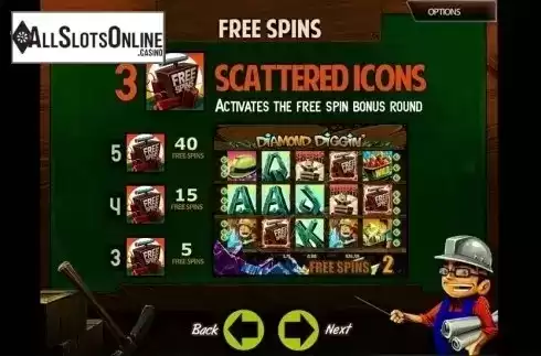 Paytable 3. Diamond Diggin' from MultiSlot
