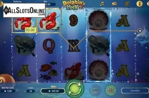 Win Screen . Dolphin's Luck 2 from Booming Games