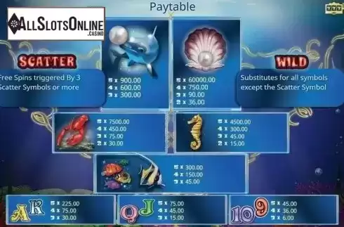 Paytable . Dolphin's Luck 2 from Booming Games