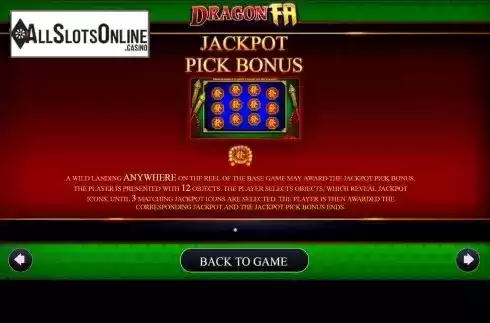 Jackpot bonus screen