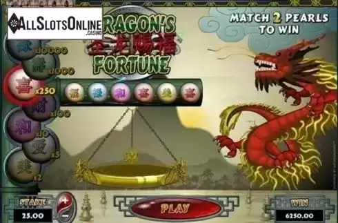 Win Screen . Dragons Fortune from Microgaming