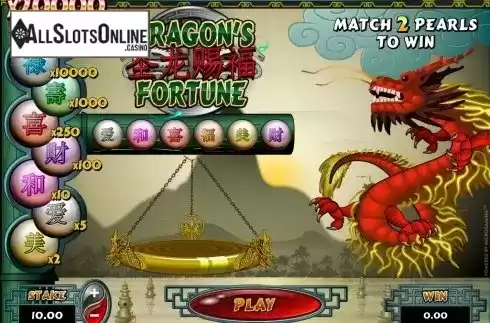 Game Workflow screen. Dragons Fortune from Microgaming