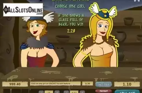 Risk (Double up) game screen. Drunken Vikings from Tom Horn Gaming