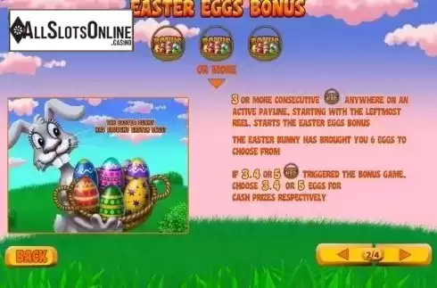 Bonus Game Deacription screen. Easter Surprise from Playtech