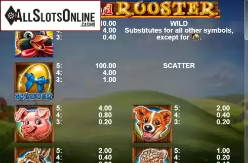 Paytable 1. Egg And Rooster from Casino Technology