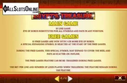 Features. Egypts Treasure from Givme Games