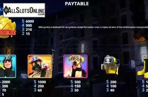 Paytable 1. Fire Department from Capecod Gaming