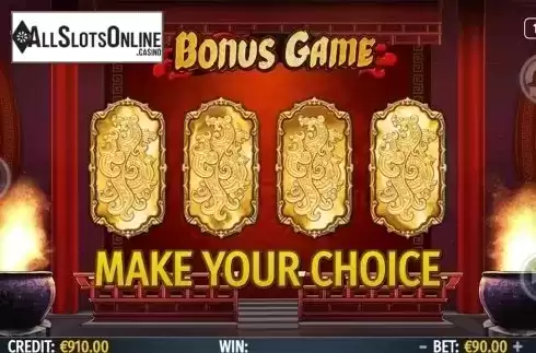 Bonus game screen. Four God Beasts from Octavian Gaming