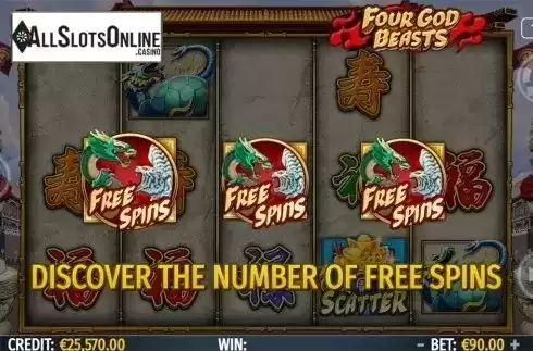 Free spins screen. Four God Beasts from Octavian Gaming