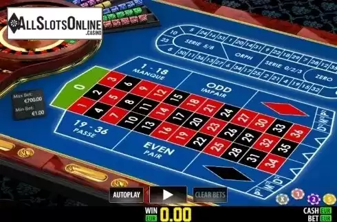 Game screen. French Pro Roulette (World Match) from World Match