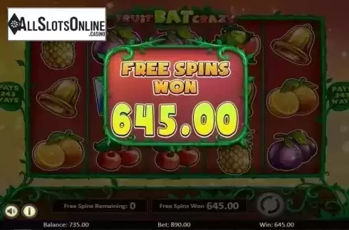 Free Spins Win. Fruit Bat Crazy from Betsoft