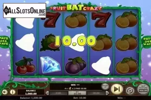 Win Screen. Fruit Bat Crazy from Betsoft