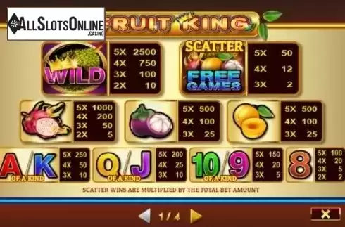 Paytable. Fruit King (Givme Games) from Givme Games