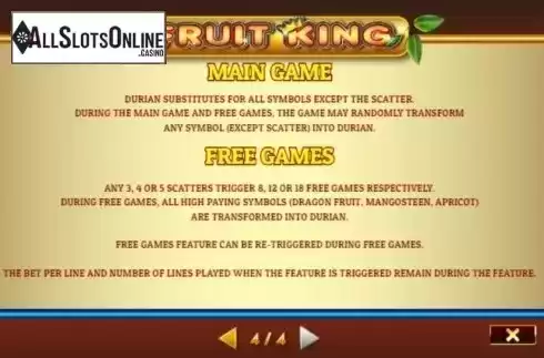 Game Rules. Fruit King (Givme Games) from Givme Games
