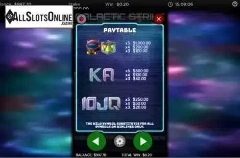 Paytable 2. Galactic Strike from CORE Gaming