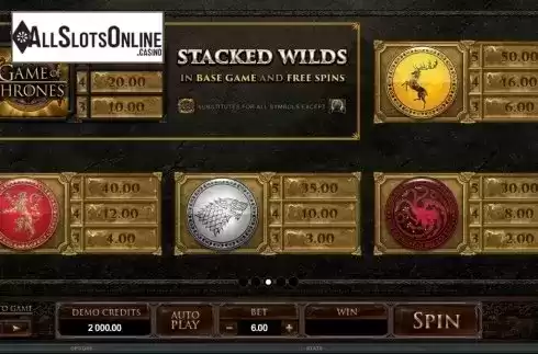 Screen4. Game of Thrones 243 Ways from Microgaming
