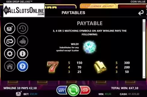 Paytable 1. Gem Drop Deluxe from Betsson Group