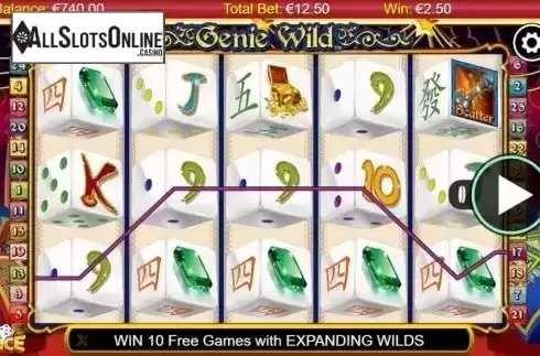 Win Screen. Genie Wild Dice from NextGen