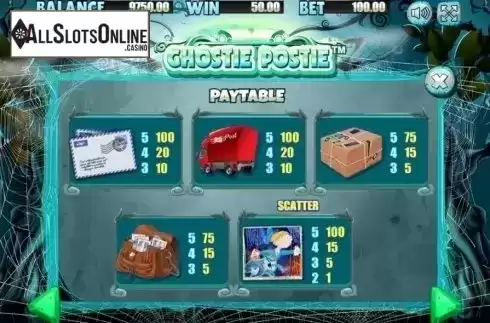 Paytable 2. Ghostie Postie from Allbet Gaming
