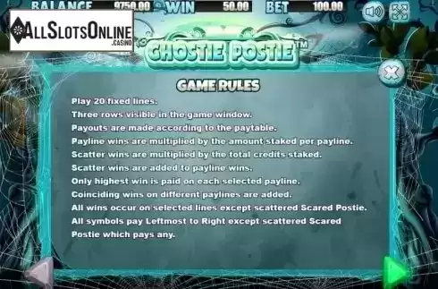 Rules 1. Ghostie Postie from Allbet Gaming