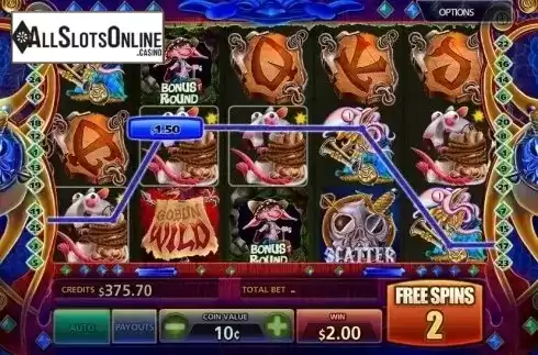 Free Spins screen. Goblins Hideout from MultiSlot