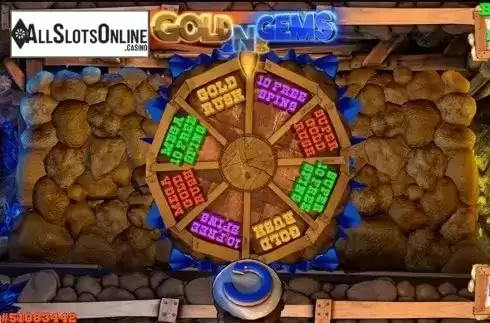 Wheel game screen. Gold and Gems 2 from Concept Gaming