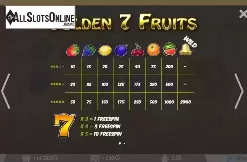 Screen2. Golden 7 Fruits from MrSlotty