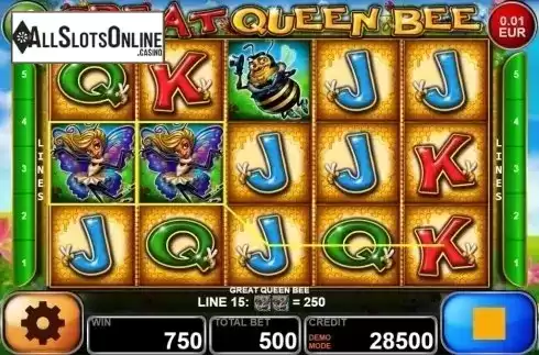 Win screen. Great Queen Bee from Casino Technology