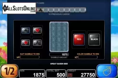 Gamble screen. Great Queen Bee from Casino Technology