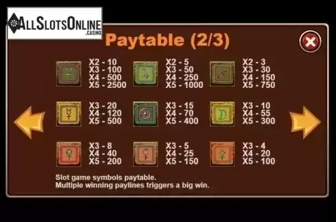 Paytable. Greek Mythology from Triple Profits Games