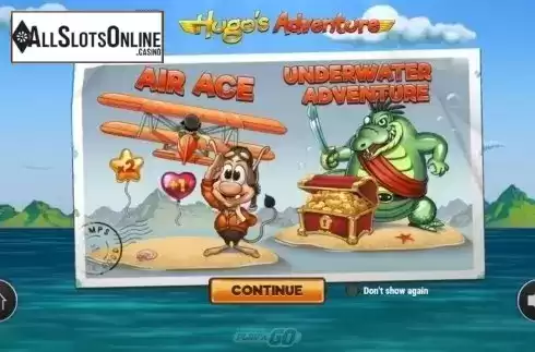 Start Screen. Hugo's Adventure from Play'n Go