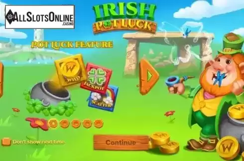 Start Screen. Irish Pot Luck from NetEnt