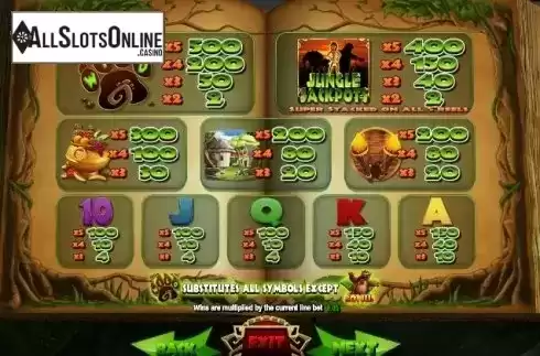 Paytable 2. Jungle Jackpots from Blueprint